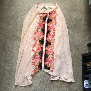 Free People Pink Wrap Maxi Skirt Asymmetrical Tie Front